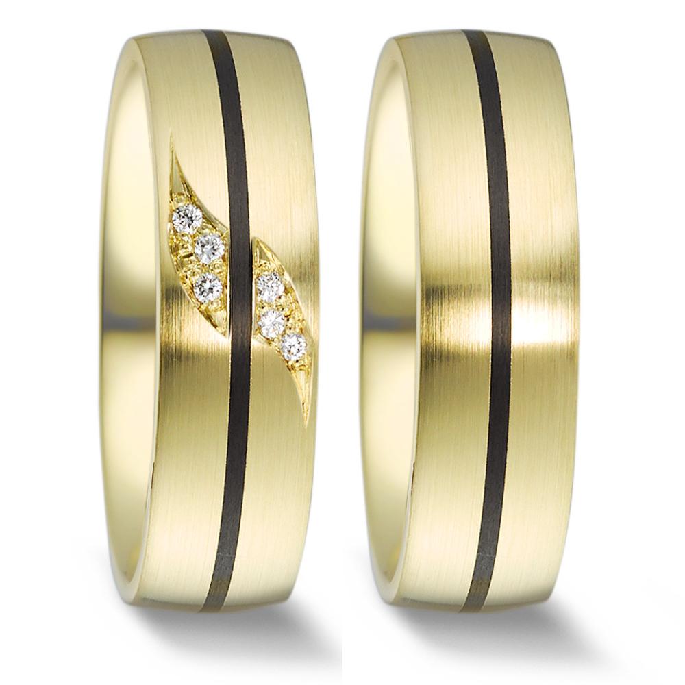 Partnerringe 585/14K guld, Kulstof