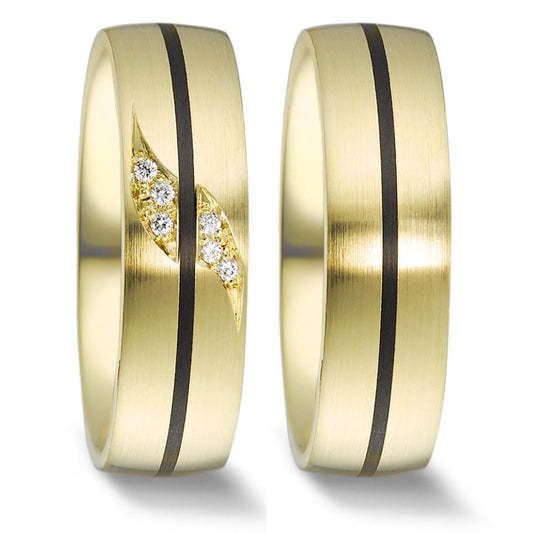 Partnerringe 585/14K guld, Kulstof