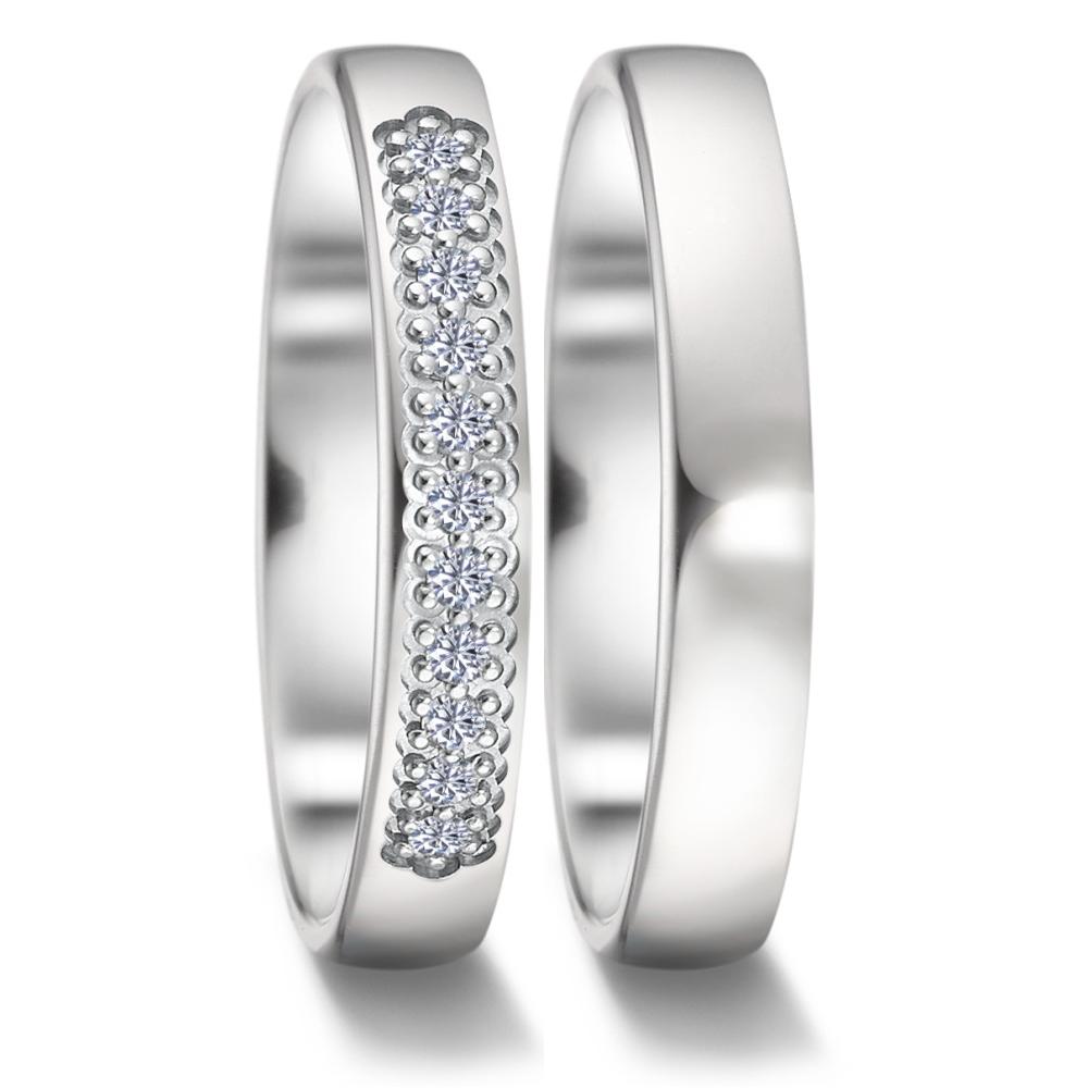 Partnerringe 750/18K hvidguld Diamant 0.11 ct, 11 Sten , tw-vsi