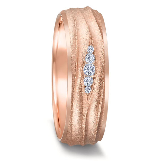 Partnerringe 750/18K rødguld Diamant 0.077 ct, 5 Sten , w-si