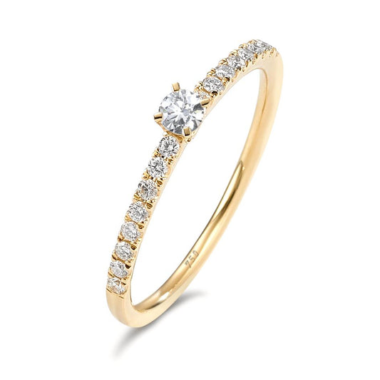 Solitaire ring 750/18K guld Diamant 0.25 ct, 17 Sten , w-si