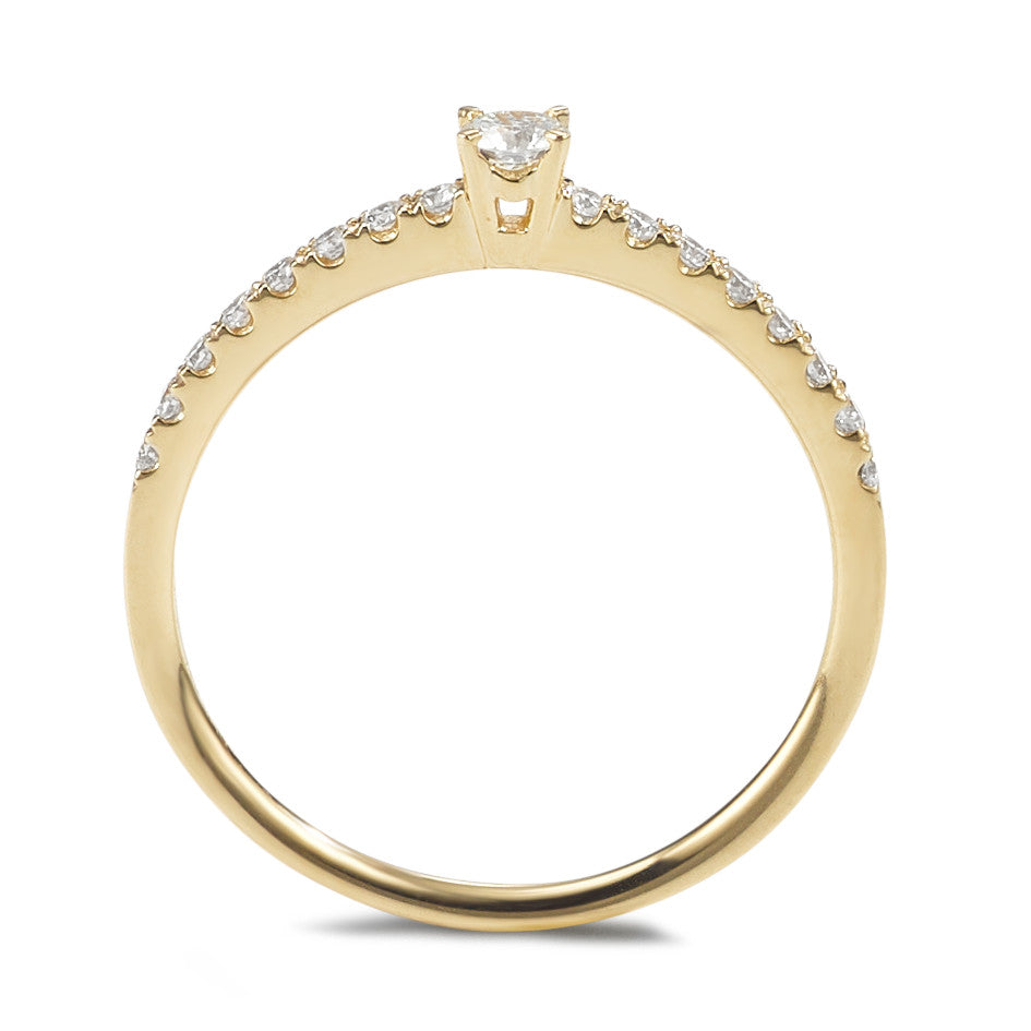 Solitaire ring 750/18K guld Diamant 0.25 ct, 17 Sten , w-si