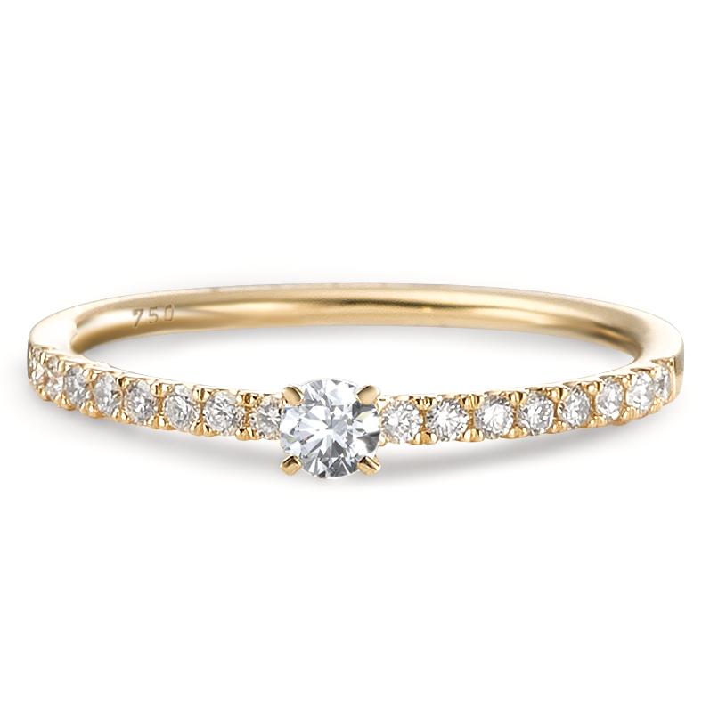 Solitaire ring 750/18K guld Diamant 0.25 ct, 17 Sten , w-si