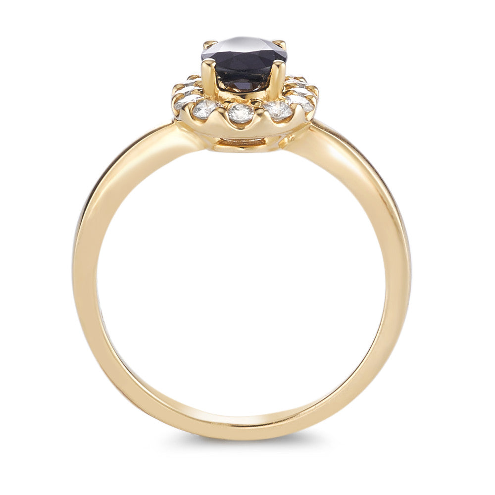 Ringe 750/18K guld Safir 0.94 ct, Diamant 0.40 ct, 12 Sten , [Brillant], w-si