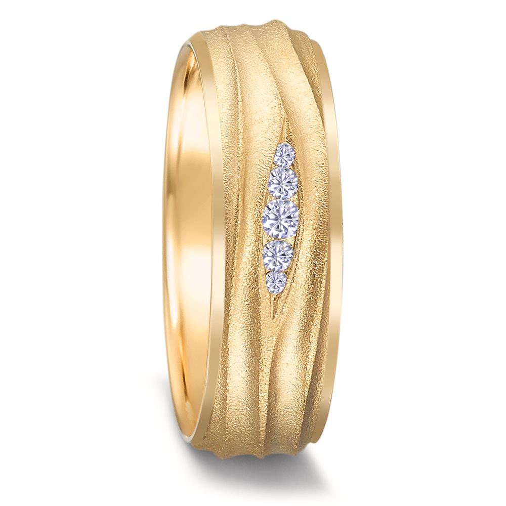 Partnerringe 750/18K guld Diamant 0.077 ct, 5 Sten , w-si