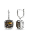 Øreringe 750/18K hvidguld Røgkvarts 2 Sten, Diamant hvid , 0.25 ct, 76 Sten , w-pi3