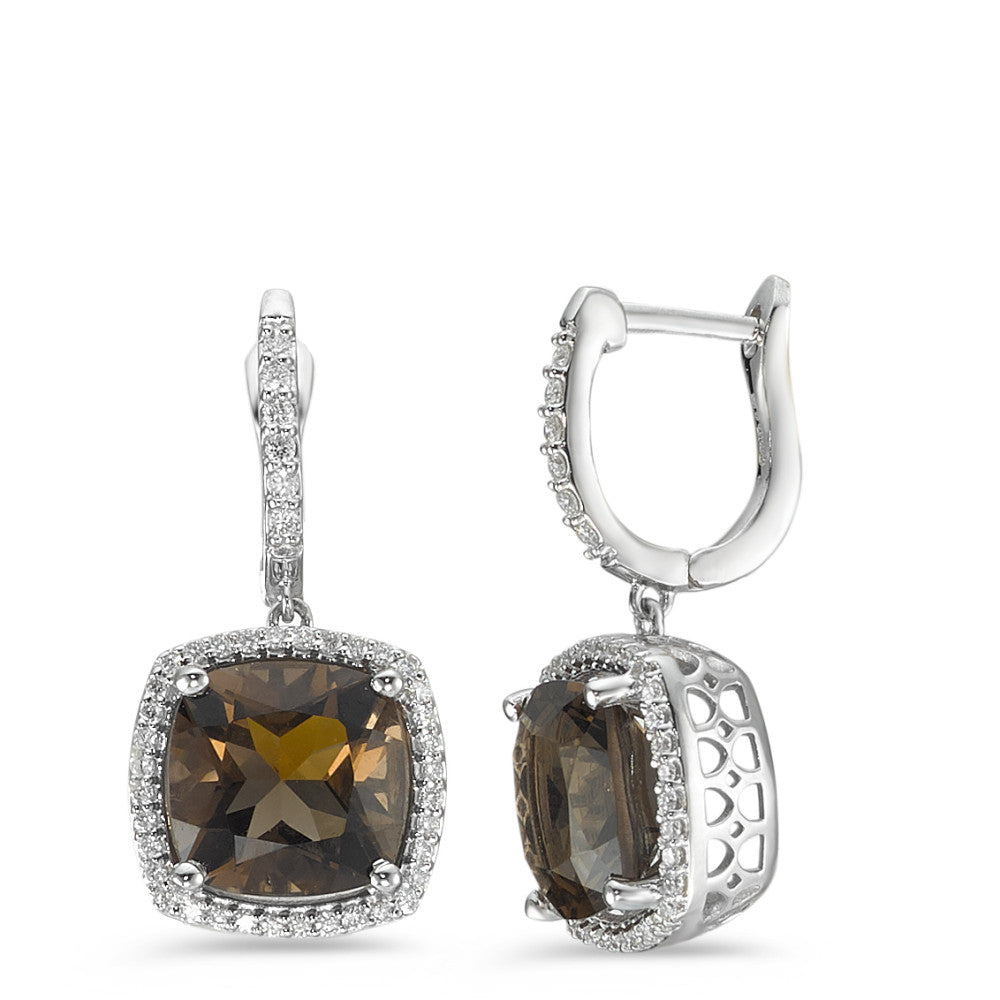 Øreringe 750/18K hvidguld Røgkvarts 2 Sten, Diamant hvid , 0.25 ct, 76 Sten , w-pi3