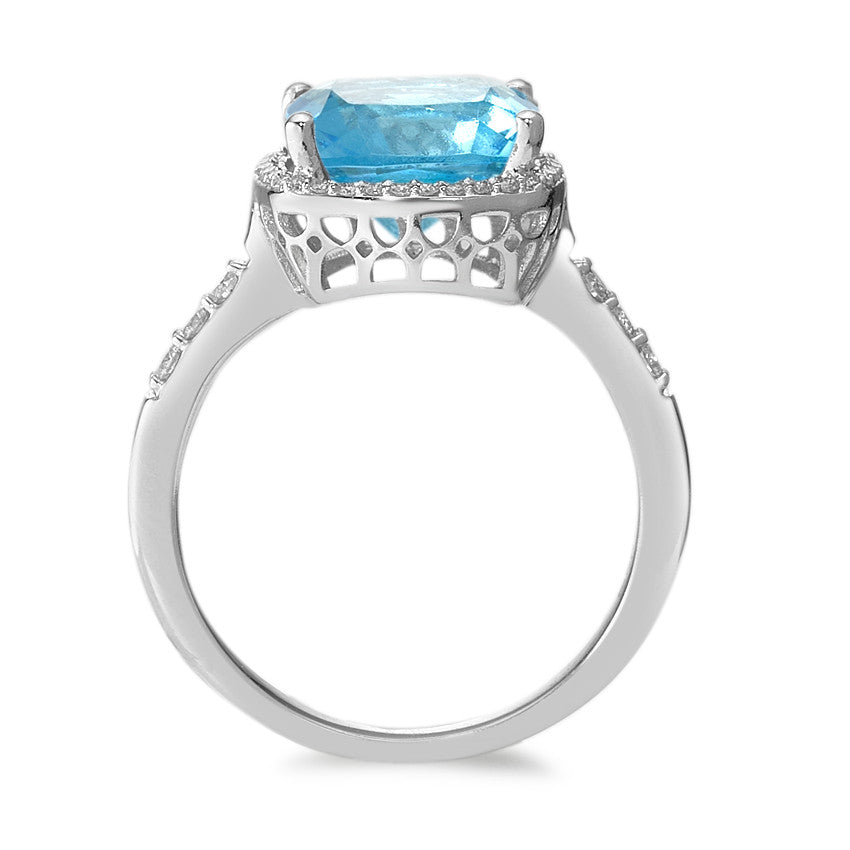 Ringe 750/18K hvidguld Topas lyseblå, Diamant hvid , 0.20 ct, 42 Sten , w-pi3 Ø11 mm