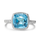 Ringe 750/18K hvidguld Topas lyseblå, Diamant hvid , 0.20 ct, 42 Sten , w-pi3 Ø11 mm