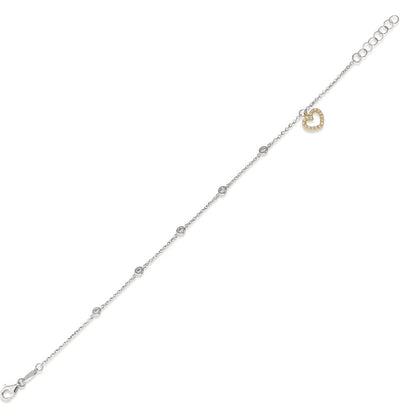 Armbånd 750/18K hvidguld, 750/18K guld Zirconia Hjerte 16.5-18.5 cm