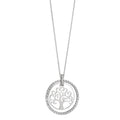 Collier 750/18K hvidguld Zirconia Livets træ 42 cm Ø18 mm