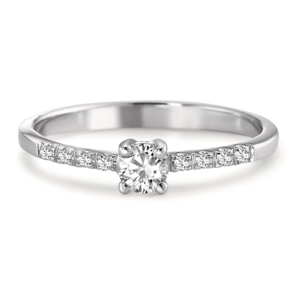 Solitaire ring 750/18K hvidguld Diamant hvid , 0.04 ct, 8 Sten , [Brillant], w-si, Diamant hvid , 0.20 ct, [Brillant], w-si