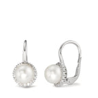 Øreringe 750/18K hvidguld Diamant 0.36 ct, w-si Ferskvands kulturperle hvid, 8 mm