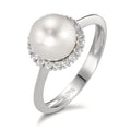 Ringe 750/18K hvidguld Diamant 0.18 ct, w-si Ferskvands kulturperle hvid, 8 mm