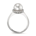 Ringe 750/18K hvidguld Diamant 0.18 ct, w-si Ferskvands kulturperle hvid, 8 mm