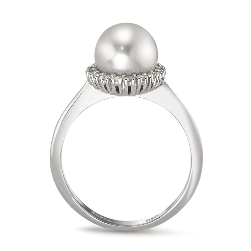 Ringe 750/18K hvidguld Diamant 0.18 ct, w-si Ferskvands kulturperle hvid, 8 mm
