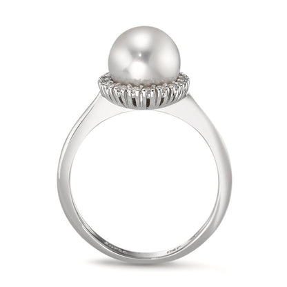 Ringe 750/18K hvidguld Diamant 0.18 ct, w-si Ferskvands kulturperle hvid, 8 mm