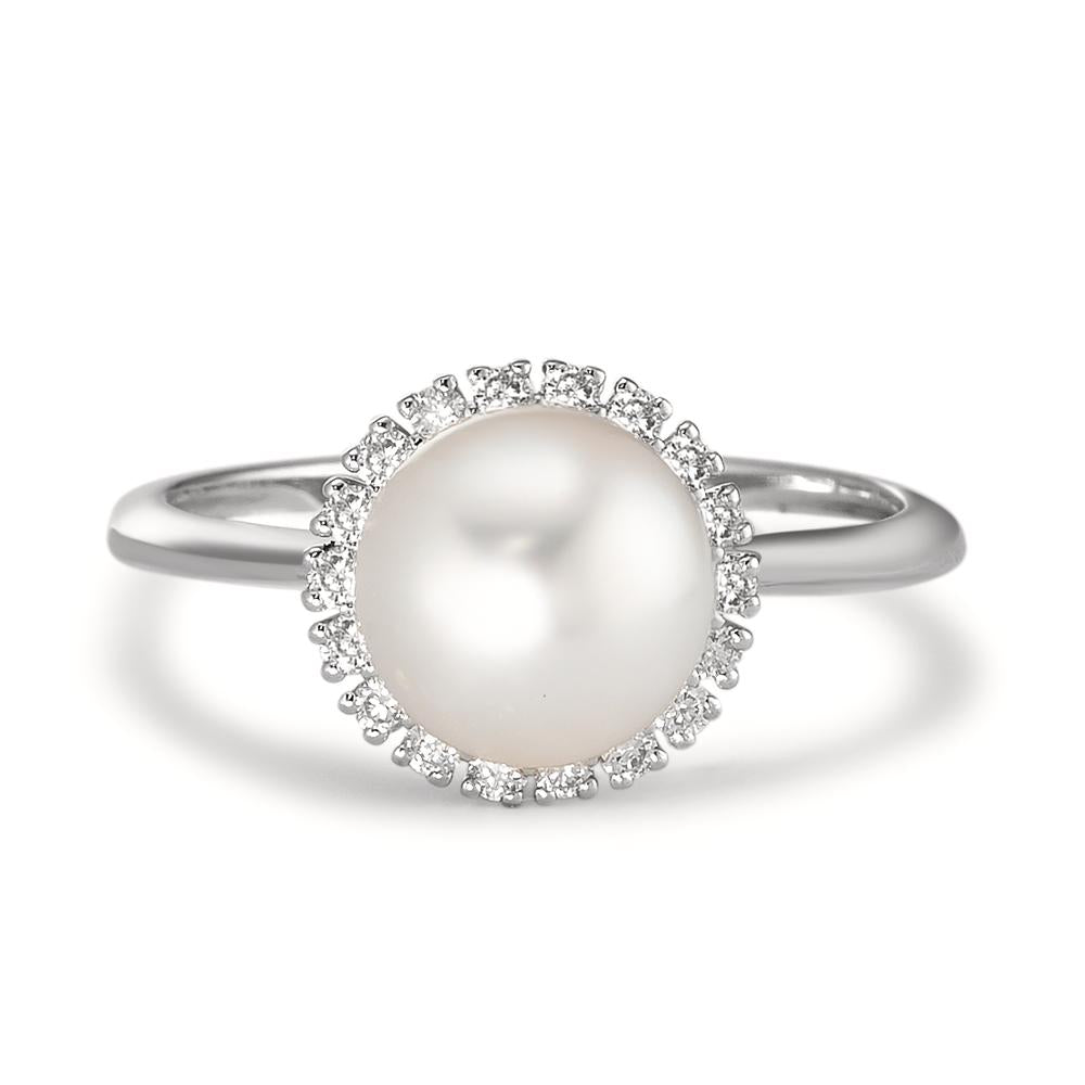 Ringe 750/18K hvidguld Diamant 0.18 ct, w-si Ferskvands kulturperle hvid, 8 mm