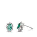 Ørestikker 750/18K hvidguld Smaragd 0.80 ct, 2 Sten, Diamant 0.36 ct, w-si