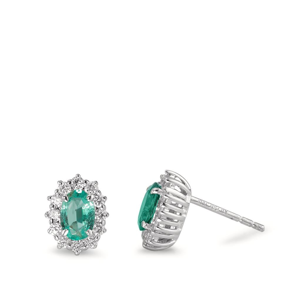 Ørestikker 750/18K hvidguld Smaragd 0.80 ct, 2 Sten, Diamant 0.36 ct, w-si
