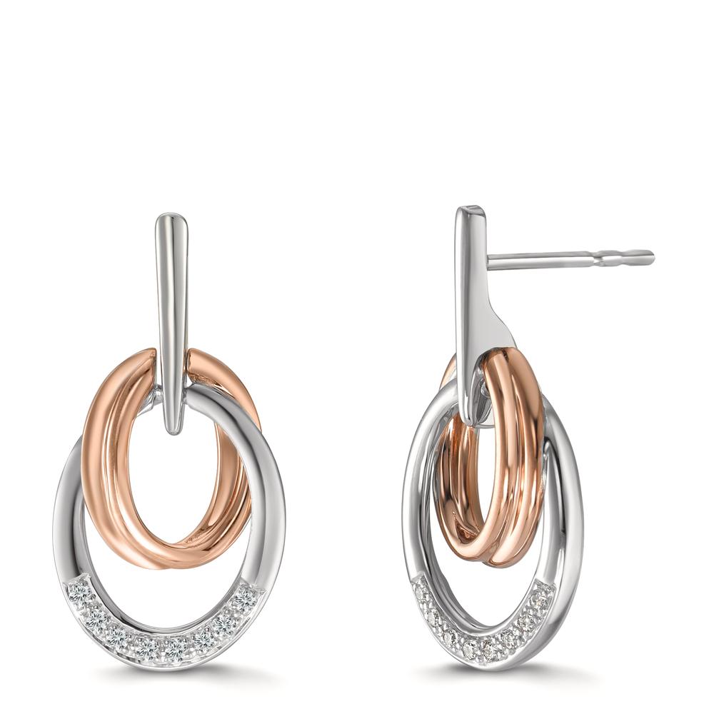 Øreringe 750/18K hvidguld, 750/18K rødguld Diamant 0.08 ct, 16 Sten , w-si