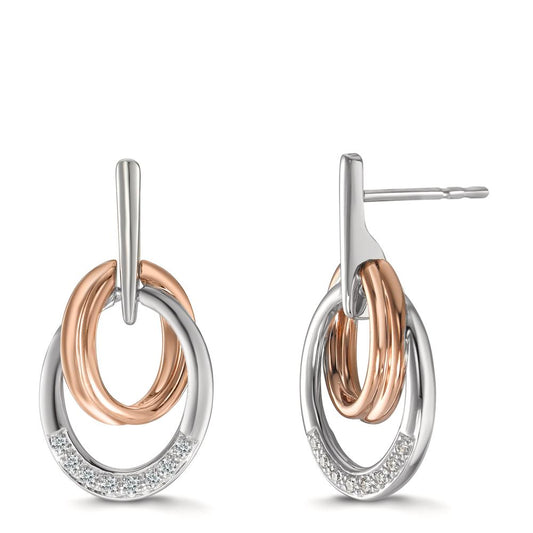 Øreringe 750/18K hvidguld, 750/18K rødguld Diamant 0.08 ct, 16 Sten , w-si