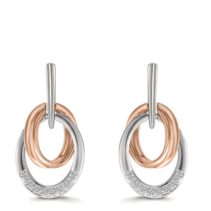 Øreringe 750/18K hvidguld, 750/18K rødguld Diamant 0.08 ct, 16 Sten , w-si