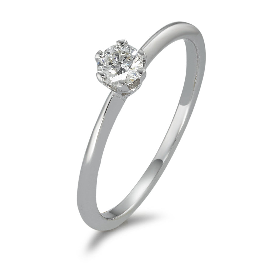 Solitaire ring 585/14 K hvidguld Diamant 0.20 ct, w-si