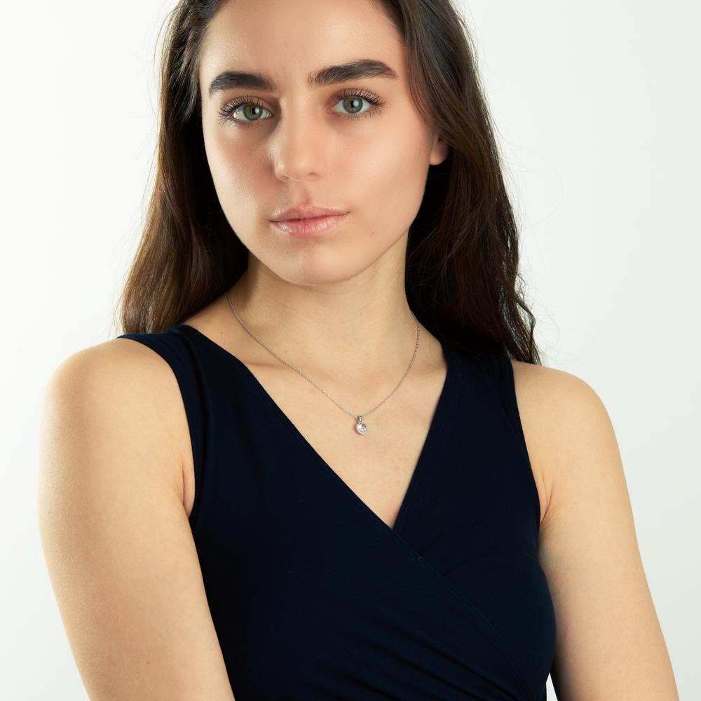 Collier 750/18K hvidguld Morganit, Diamant 0.06 ct, w-si 42-45 cm