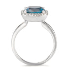 Ringe 750/18K hvidguld London Blue Topaz, Diamant 0.14 ct, 28 Sten , [Brillant], w-si