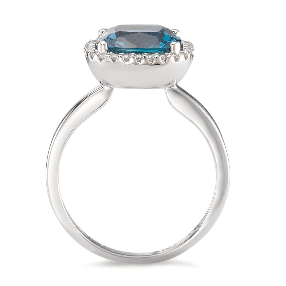 Ringe 750/18K hvidguld London Blue Topaz, Diamant 0.14 ct, 28 Sten , [Brillant], w-si