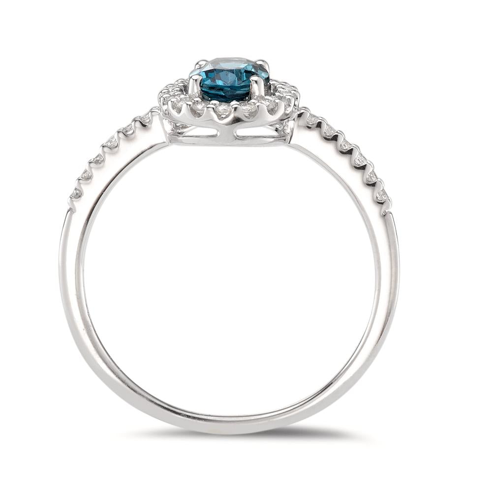 Ringe 750/18K hvidguld London Blue Topaz [oval], Diamant hvid , 0.19 ct, w-si