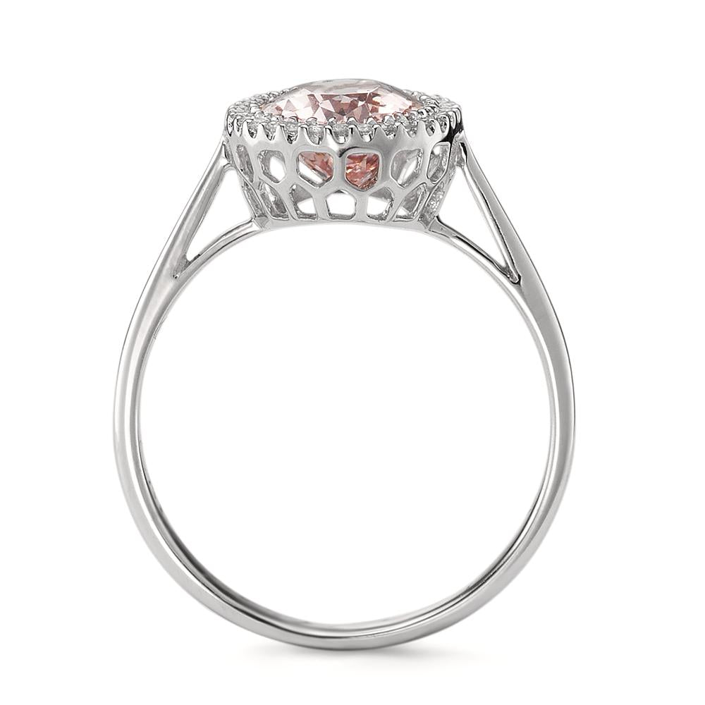 Ringe 750/18K hvidguld Morganit 1.45 ct, Diamant 0.09 ct, 32 Sten , [Brillant], w-si