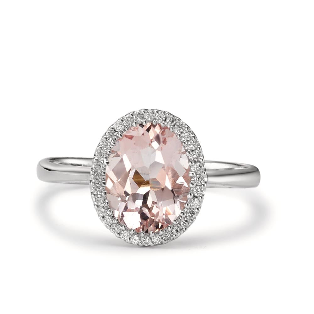 Ringe 750/18K hvidguld Morganit 1.45 ct, Diamant 0.09 ct, 32 Sten , [Brillant], w-si