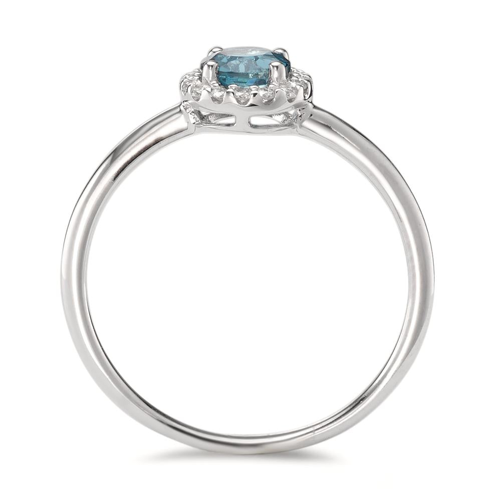 Ringe 750/18K hvidguld London Blue Topaz, Diamant 0.11 ct, 16 Sten , [Brillant], w-si