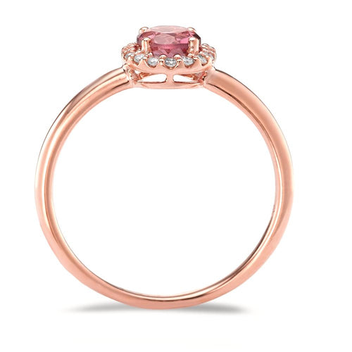 Ringe 750/18K rødguld Turmalin, Diamant 0.11 ct, 16 Sten , [Brillant], w-si