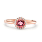 Ringe 750/18K rødguld Turmalin, Diamant 0.11 ct, 16 Sten , [Brillant], w-si