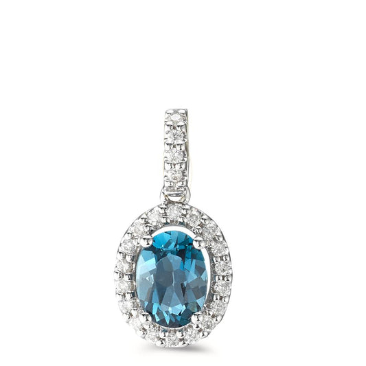 Vedhæng 750/18K hvidguld London Blue Topaz blå , [oval], Diamant 0.15 ct, w-si