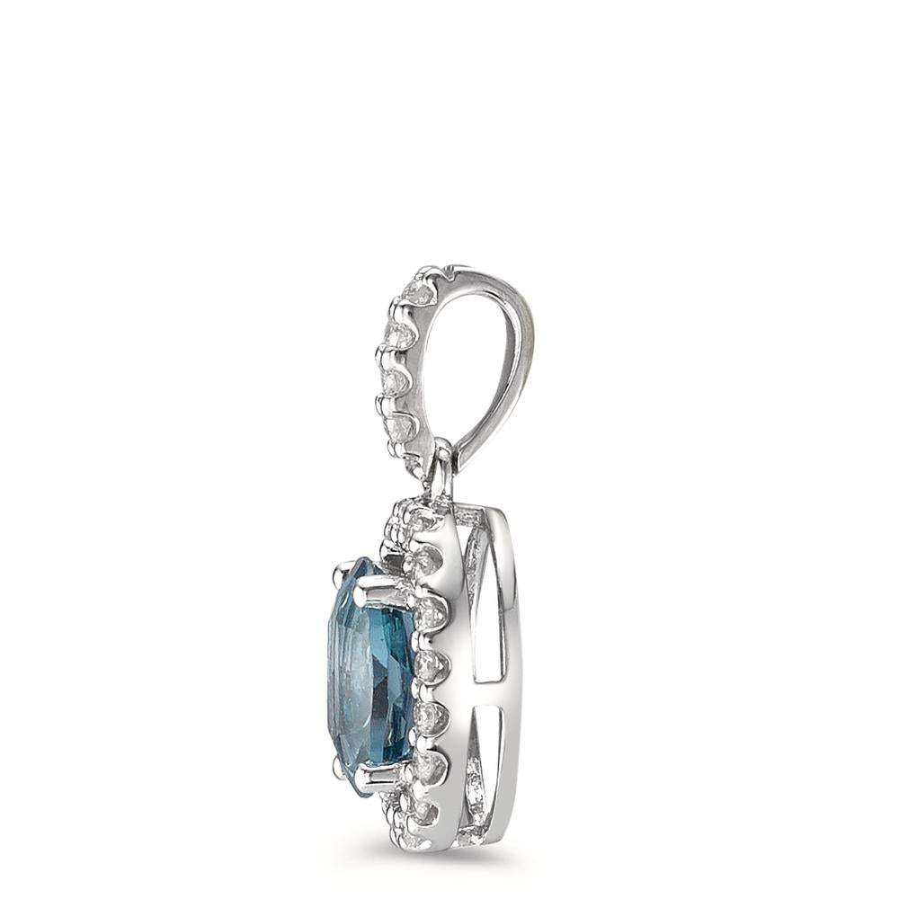 Vedhæng 750/18K hvidguld London Blue Topaz blå , [oval], Diamant 0.15 ct, w-si