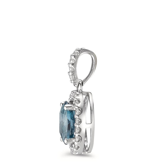 Vedhæng 750/18K hvidguld London Blue Topaz blå , [oval], Diamant 0.15 ct, w-si