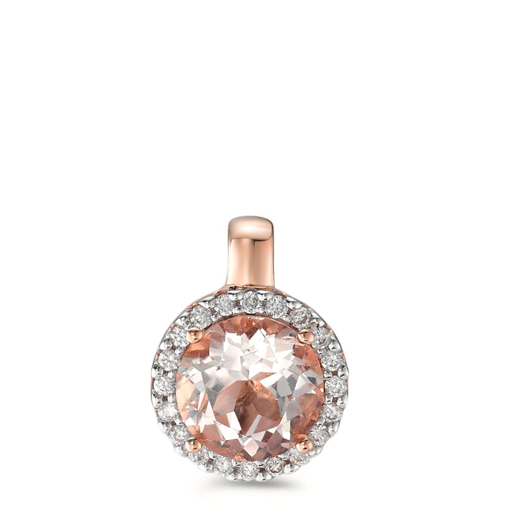 Vedhæng 750/18K rødguld Morganit, Diamant 0.10 ct, 20 Sten , [Brillant], w-si Ø9.5 mm
