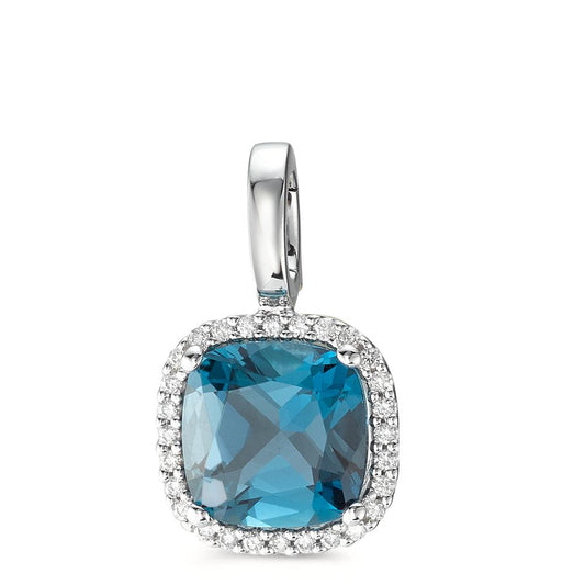 Vedhæng 750/18K hvidguld London Blue Topaz w-si, Diamant 0.14 ct, 28 Sten , [Brillant], w-si