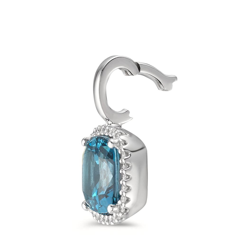 Vedhæng 750/18K hvidguld London Blue Topaz w-si, Diamant 0.14 ct, 28 Sten , [Brillant], w-si