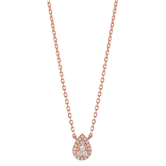 Collier Sølv Zirconia rose forgyldt 39-44 cm