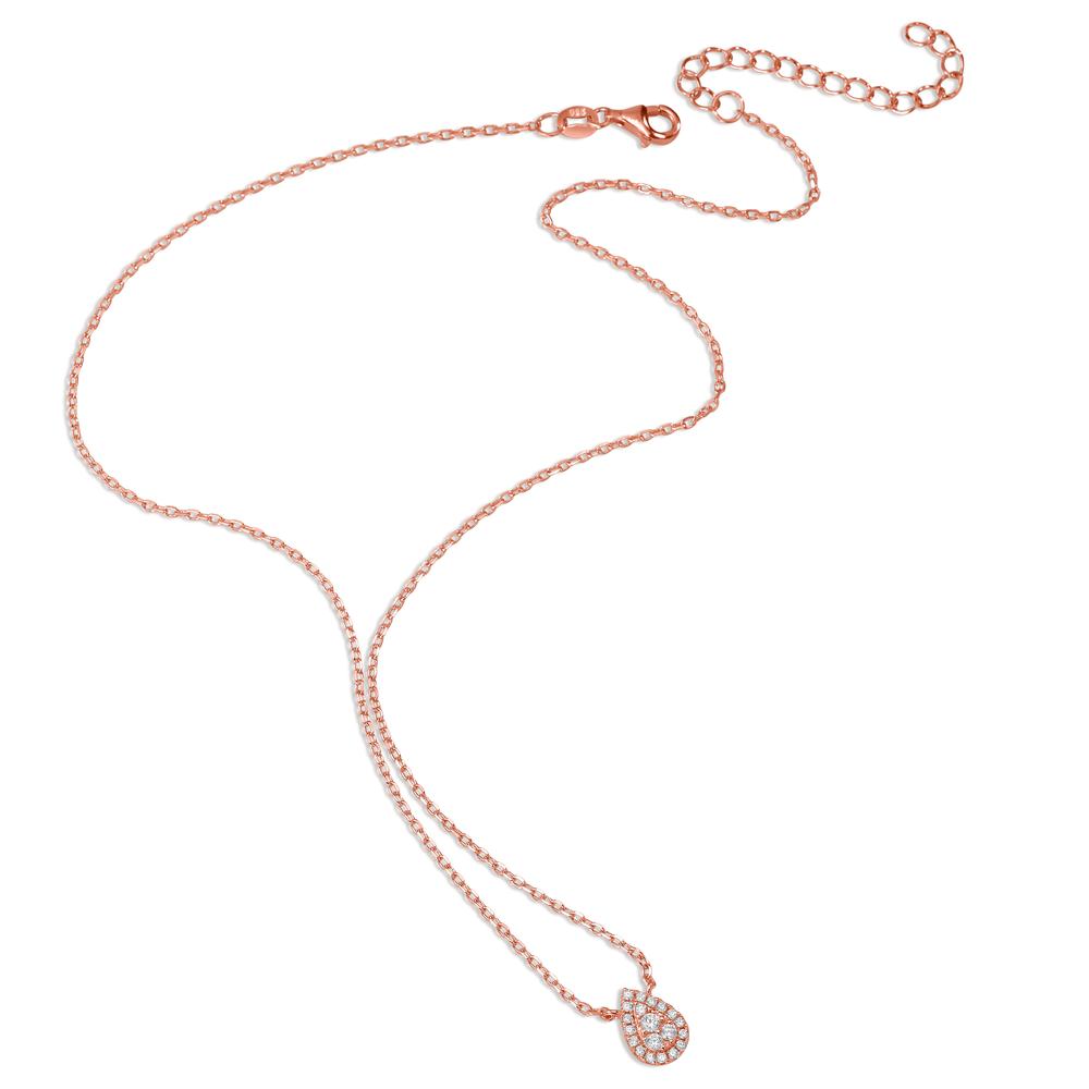 Collier Sølv Zirconia rose forgyldt 39-44 cm