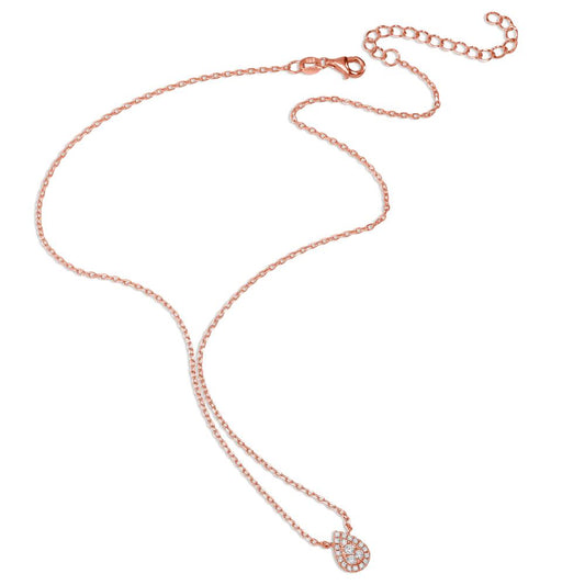 Collier Sølv Zirconia rose forgyldt 39-44 cm