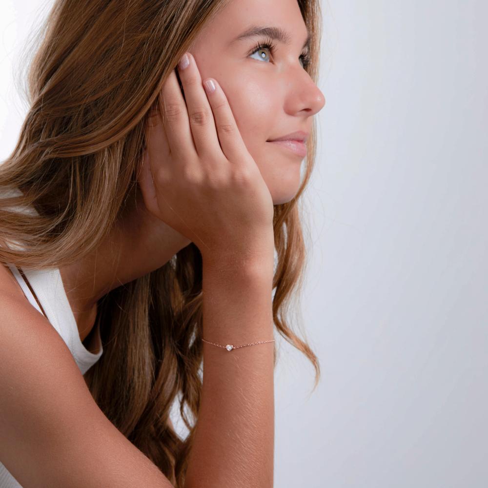 Armbånd Sølv Zirconia rose forgyldt Hjerte