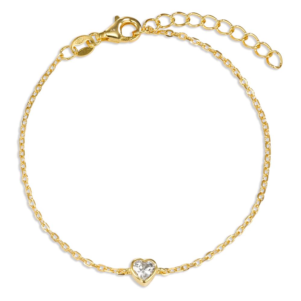 Armbånd Sølv Zirconia gul forgyldt Hjerte 16-19 cm