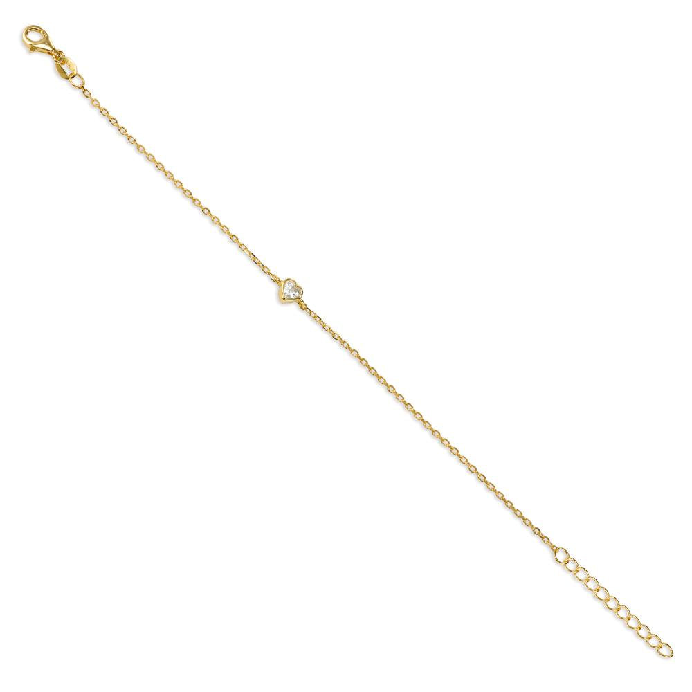 Armbånd Sølv Zirconia gul forgyldt Hjerte 16-19 cm