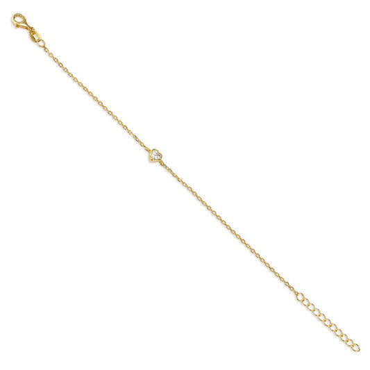Armbånd Sølv Zirconia gul forgyldt Hjerte 16-19 cm